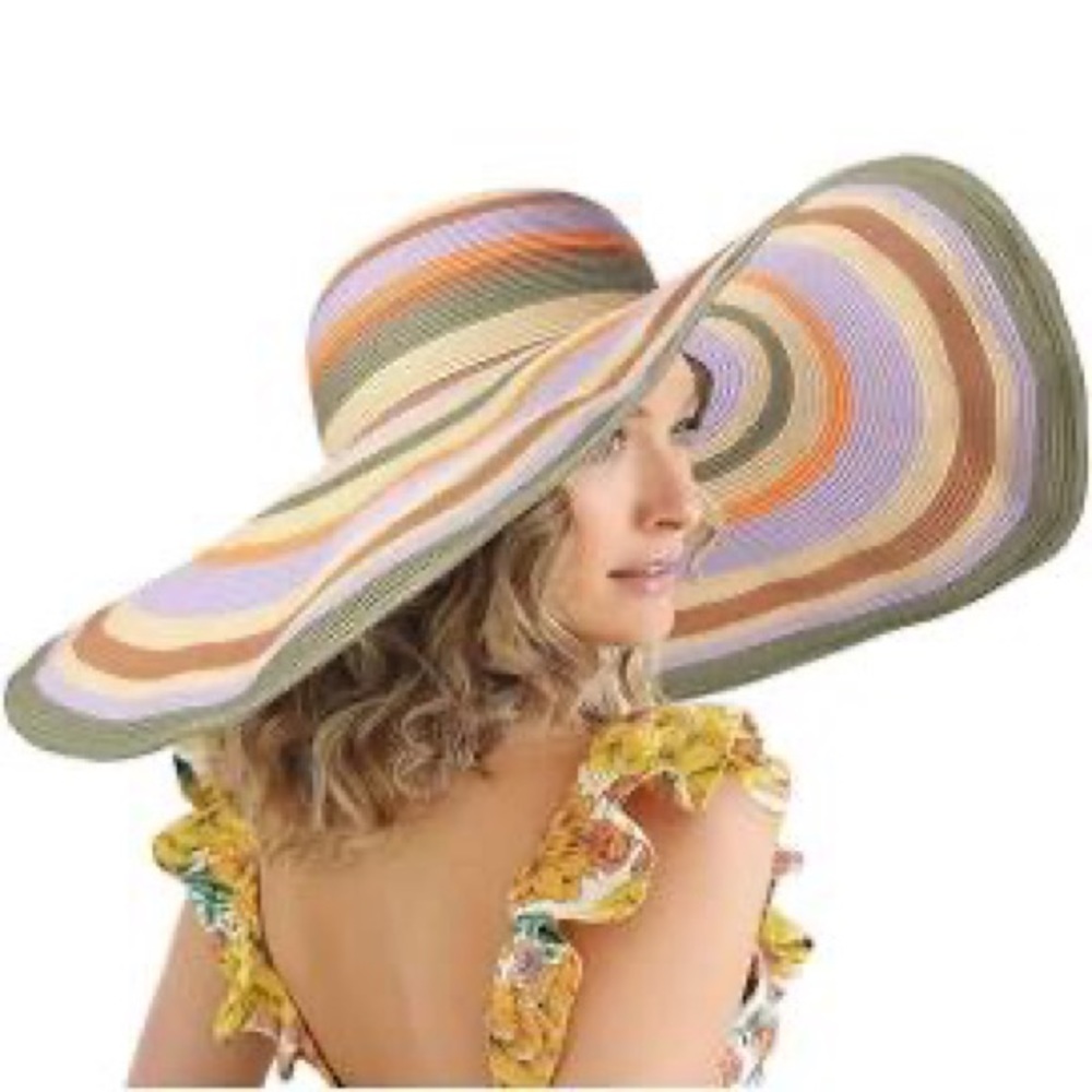 FEMSÉE Straw Beach Hat - Sun Hats for Women Flat Top Classic Boater Hat